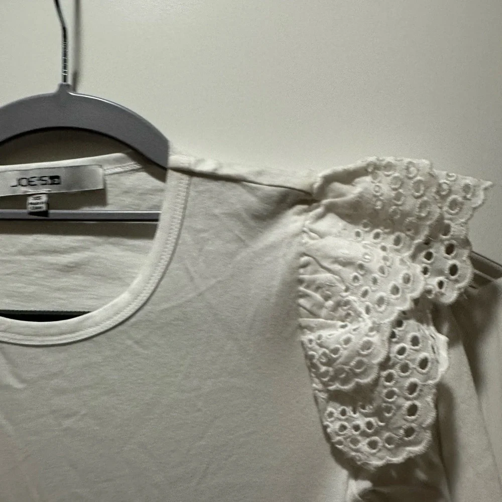 Joe's Jeans White Lace Accent Long Sleeve Shirt